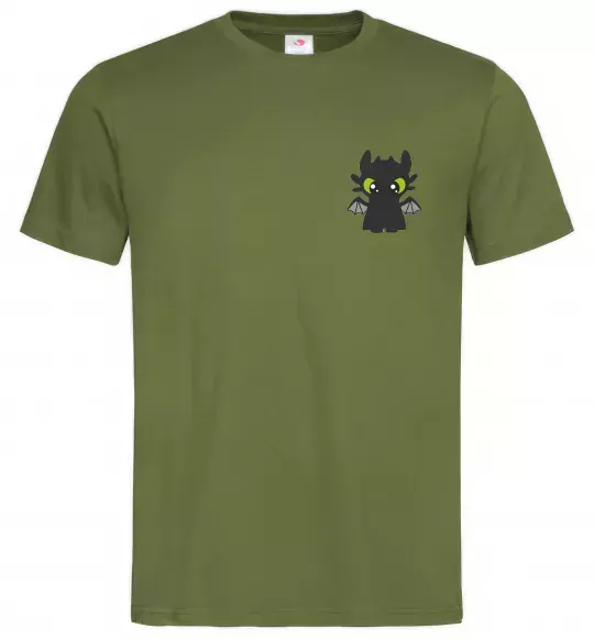 Чоловіча футболка Дракон Беззубик ВИШИВКА Оливковий фото