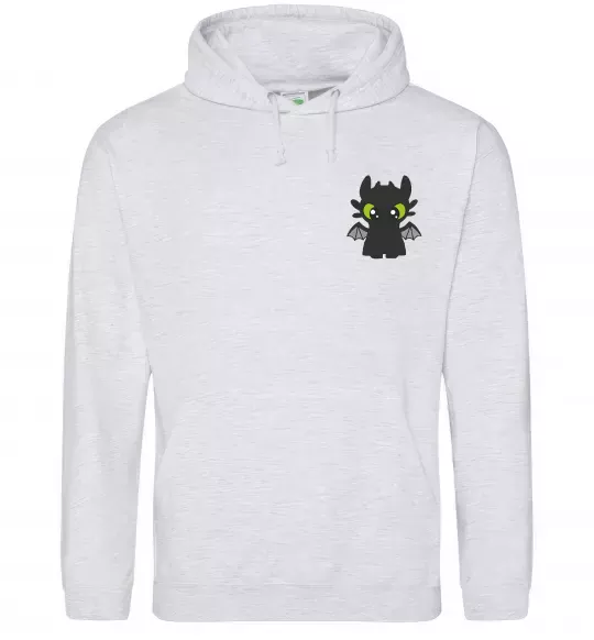 Мужская толстовка (худи) Дракон Беззубик ВИШИВКА Серый меланж фото