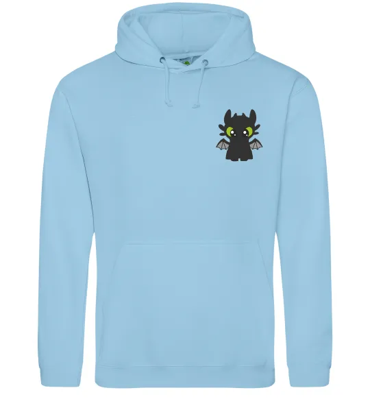 Мужская толстовка (худи) Дракон Беззубик ВИШИВКА Голубой фото