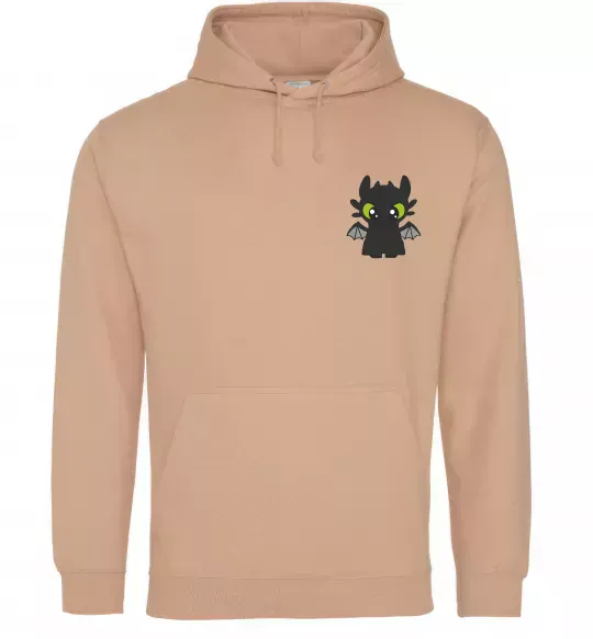 Женская толстовка (худи) Дракон Беззубик ВИШИВКА Песочный фото