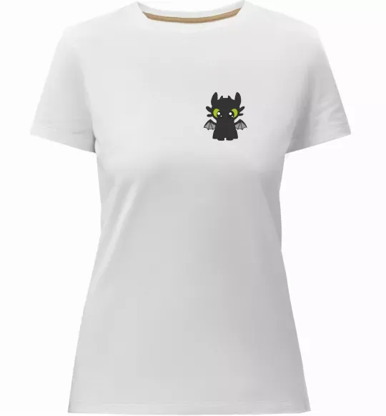 Жіноча преміум футболка Дракон Беззубик ВИШИВКА Білий фото