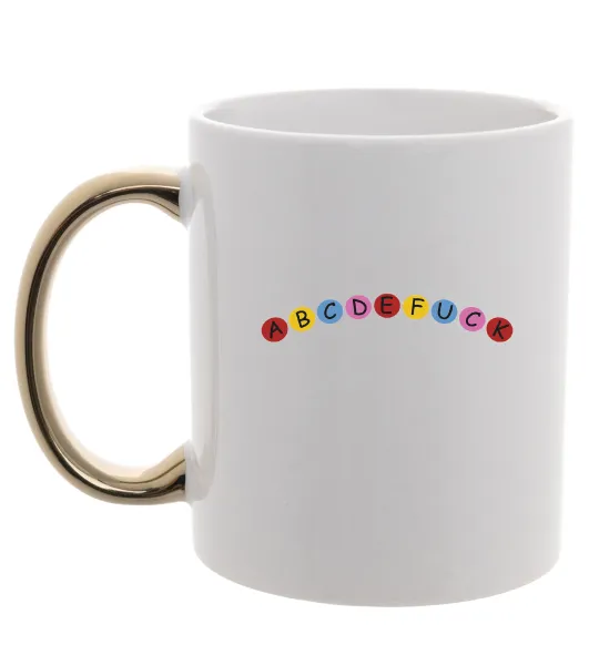 Чашка с цветной ручкой abcdefuck ВИШИВКА Золото фото