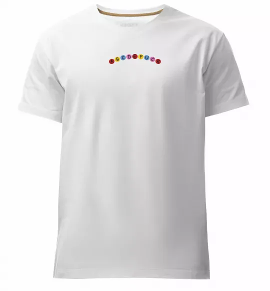 Мужская премиум футболка abcdefuck ВИШИВКА Белый фото