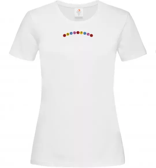 Женская футболка abcdefuck ВИШИВКА Белый фото