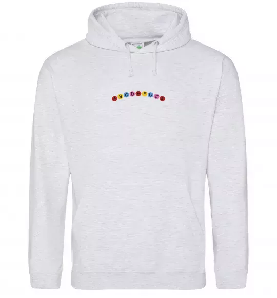 Мужская толстовка (худи) abcdefuck ВИШИВКА Серый меланж фото