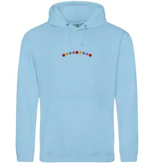 Мужская толстовка (худи) abcdefuck ВИШИВКА Голубой фото