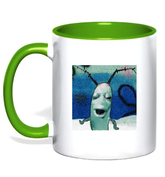 Чашка с цветной ручкой Планктон Лаймовый фото