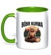 Чашка с цветной ручкой Bobr kurwa Лаймовый фото