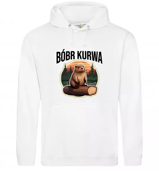 Чоловіча толстовка (худі) Bobr kurwa Білий фото