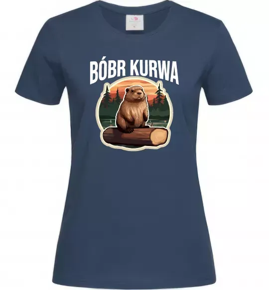Жіноча футболка Bobr kurwa Темно-синій фото