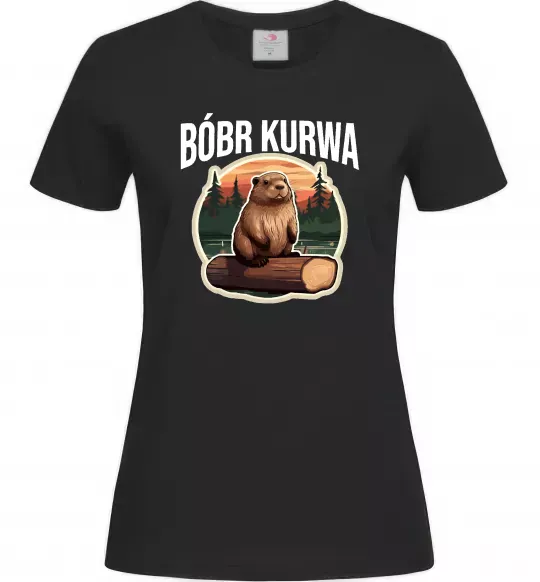 Жіноча футболка Bobr kurwa Чорний фото