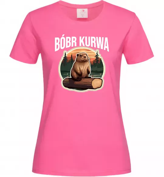 Жіноча футболка Bobr kurwa Яскраво-рожевий фото