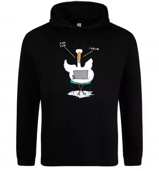 Чоловіча толстовка (худі) Гусак з ноутбуком Чорний фото