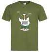 Чоловіча футболка Гусак з ноутбуком Оливковий фото