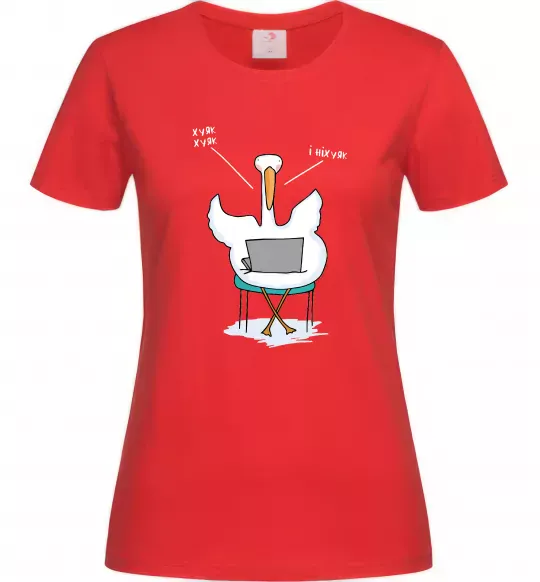 Женская футболка Гусак з ноутбуком Красный фото