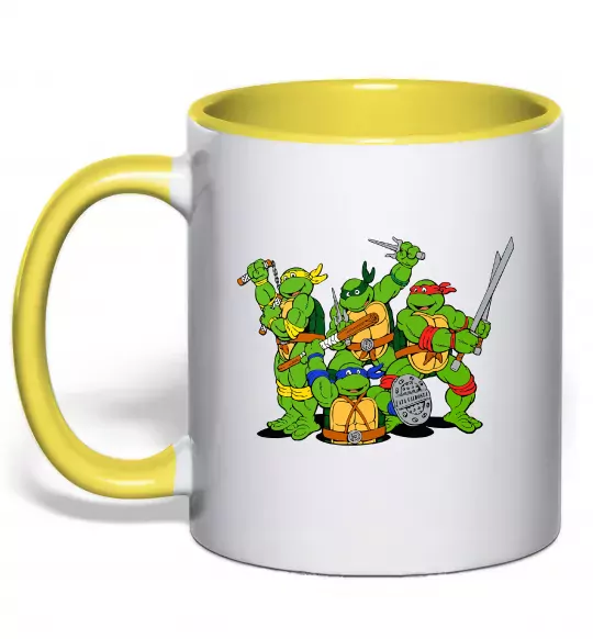Чашка с цветной ручкой Черепашки-ніндзя Солнечно желтый фото