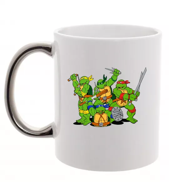 Чашка с цветной ручкой Черепашки-ніндзя Серебро фото