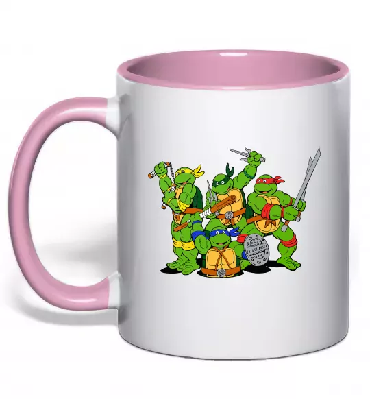Чашка с цветной ручкой Черепашки-ніндзя Нежно розовый фото