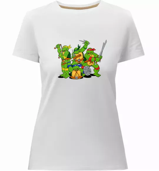 Жіноча преміум футболка Черепашки-ніндзя Білий фото