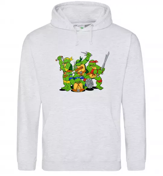 Мужская толстовка (худи) Черепашки-ніндзя Серый меланж фото