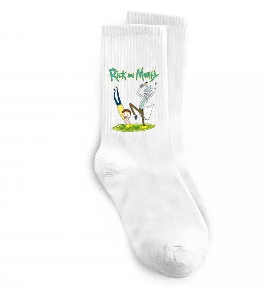 Носки Рік та Морті портал Белый фото