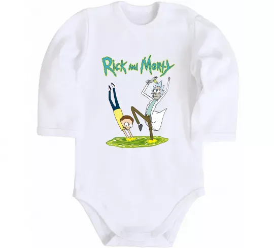 Дитячий бодік Рік та Морті портал Білий фото