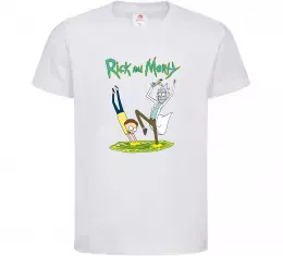 Детская футболка Рік та Морті портал Белый фото