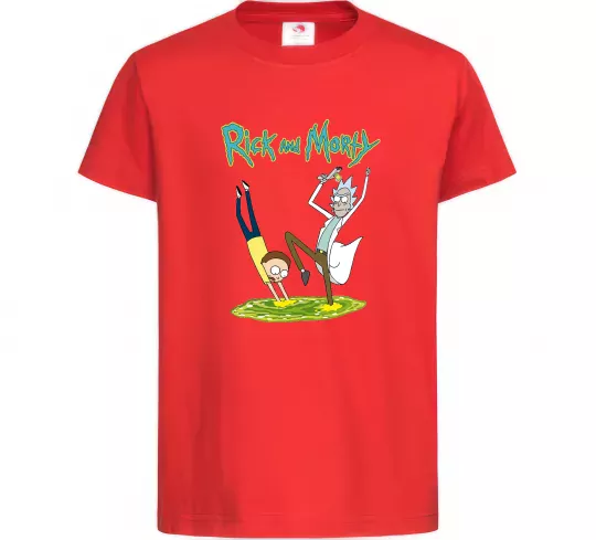 Дитяча футболка Рік та Морті портал Червоний фото