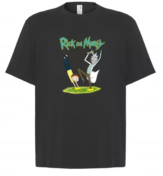 Футболка Оверсайз Рік та Морті портал Чорний фото