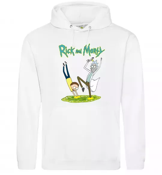 Чоловіча толстовка (худі) Рік та Морті портал Білий фото