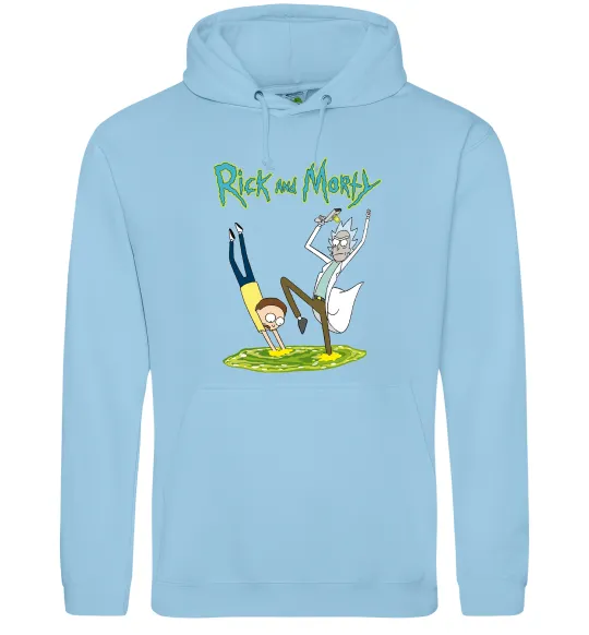 Мужская толстовка (худи) Рік та Морті портал Голубой фото
