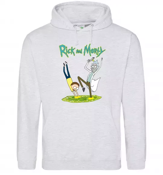 Жіноча толстовка (худі) Рік та Морті портал Сірий меланж фото