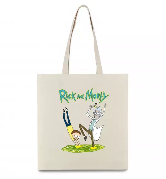 Эко-сумка Рік та Морті портал Бежевый фото