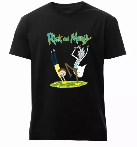 Чоловіча преміум футболка Рік та Морті портал Чорний фото