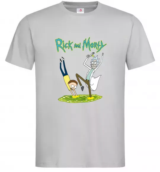 Мужская футболка Рік та Морті портал Серый фото