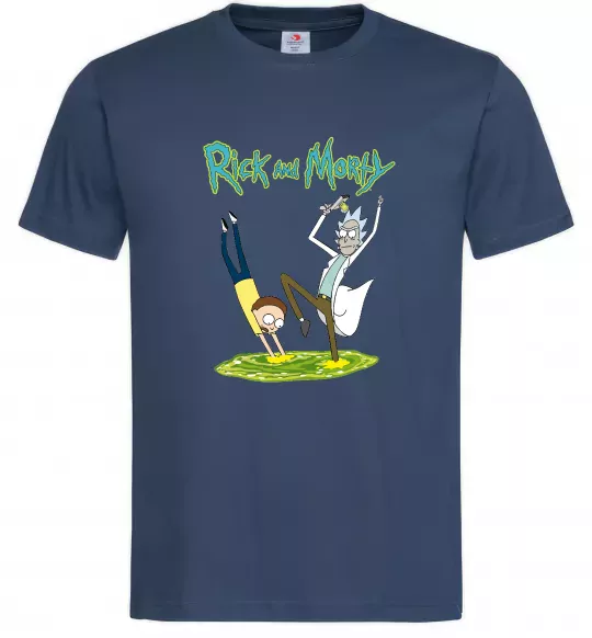 Мужская футболка Рік та Морті портал Темно-синий фото