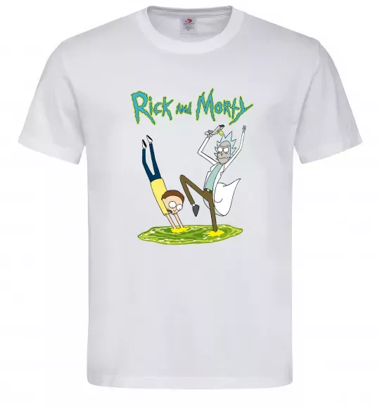 Мужская футболка Рік та Морті портал Белый фото