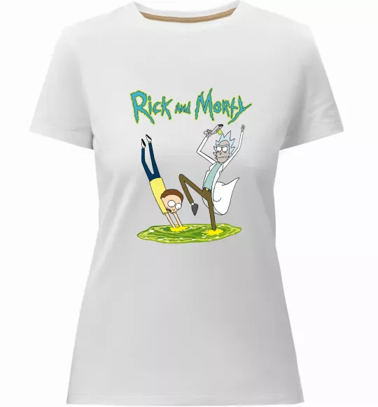 Жіноча преміум футболка Рік та Морті портал Білий фото