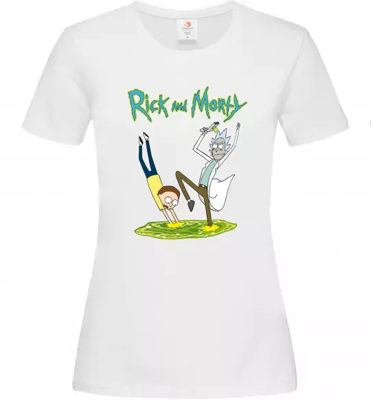 Жіноча футболка Рік та Морті портал Білий фото