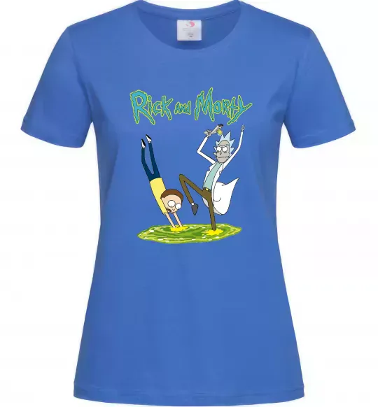 Жіноча футболка Рік та Морті портал Яскраво-синій фото