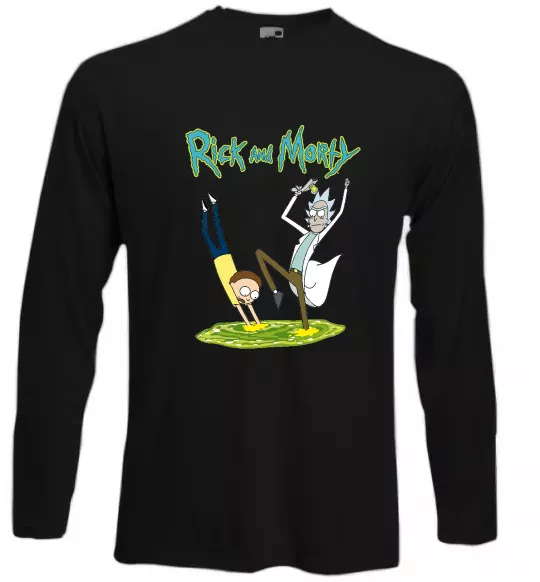 Лонгслів Рік та Морті портал Чорний фото