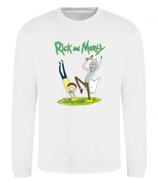 Світшот Рік та Морті портал Білий фото