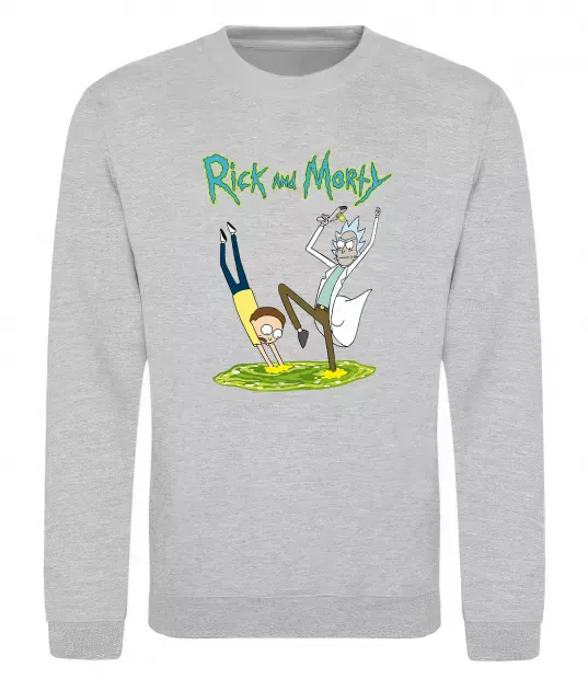 Світшот Рік та Морті портал Сірий меланж фото