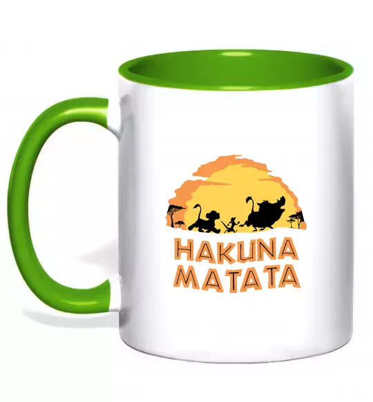 Чашка с цветной ручкой Hakuna matata logo Зеленый фото