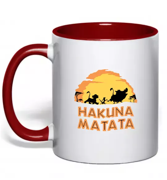 Чашка с цветной ручкой Hakuna matata logo Красный фото