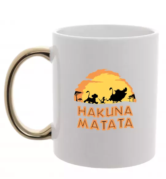 Чашка с цветной ручкой Hakuna matata logo Золото фото
