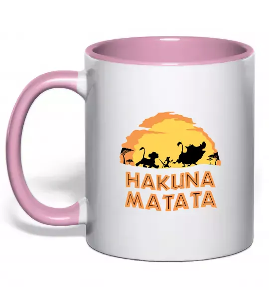 Чашка с цветной ручкой Hakuna matata logo Нежно розовый фото