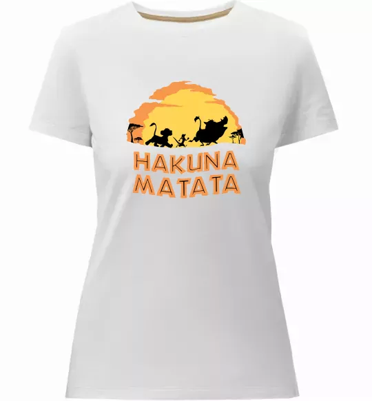 Жіноча преміум футболка Hakuna matata logo Білий фото