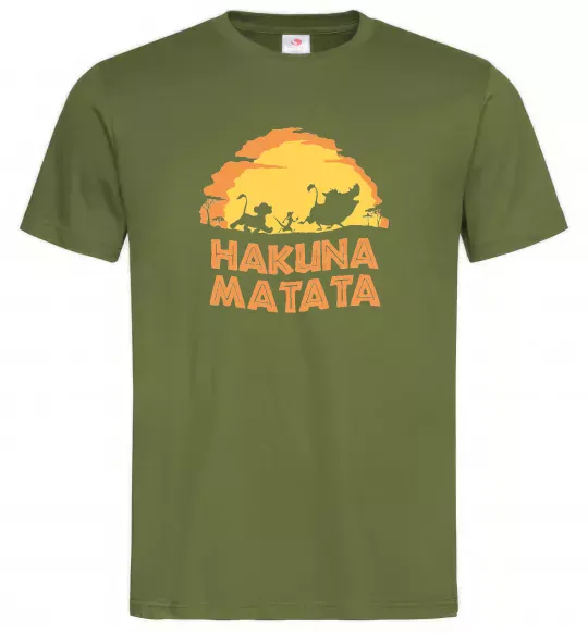 Мужская футболка Hakuna matata logo Оливковый фото