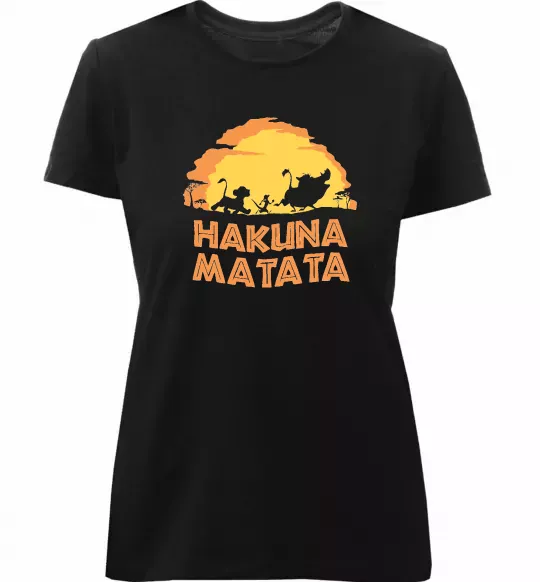 Жіноча преміум футболка Hakuna matata logo Чорний фото